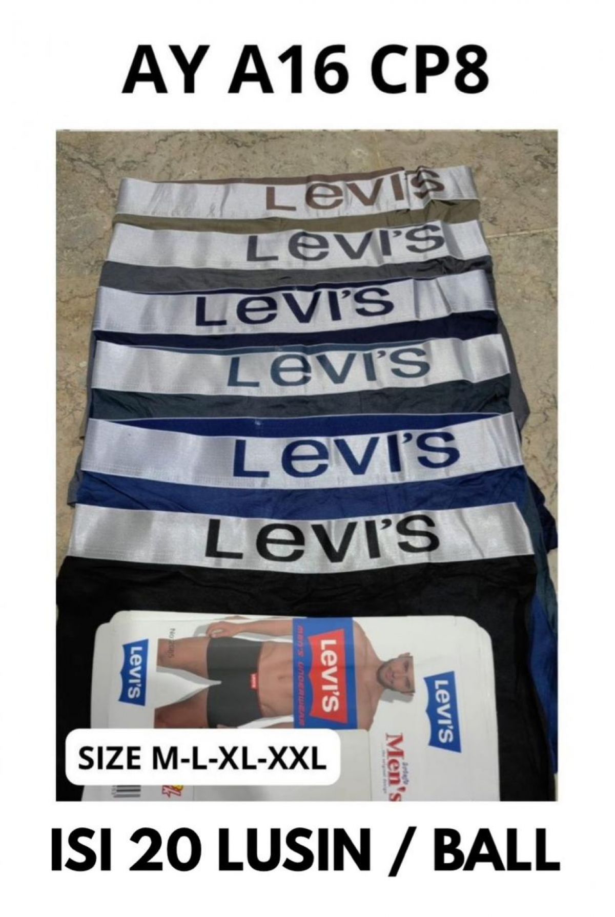 BOXER AY A16 CP8 SIZE M-L-XL-XXL ISI 20 LUSIN
