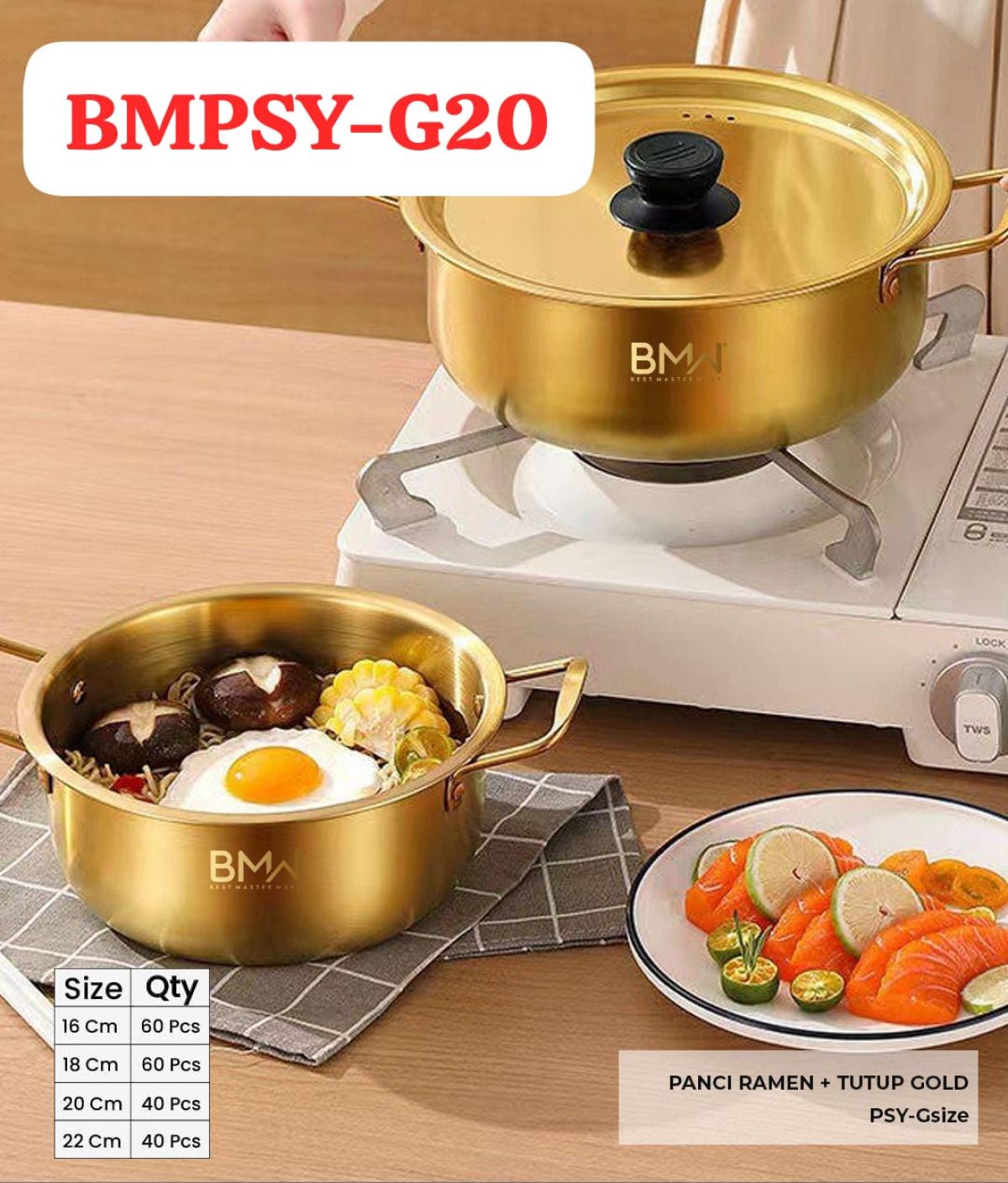 PANCI RAMEN + TUTUP GOLD BMPSY-G20 SIZE 20 ISI 40 PCS