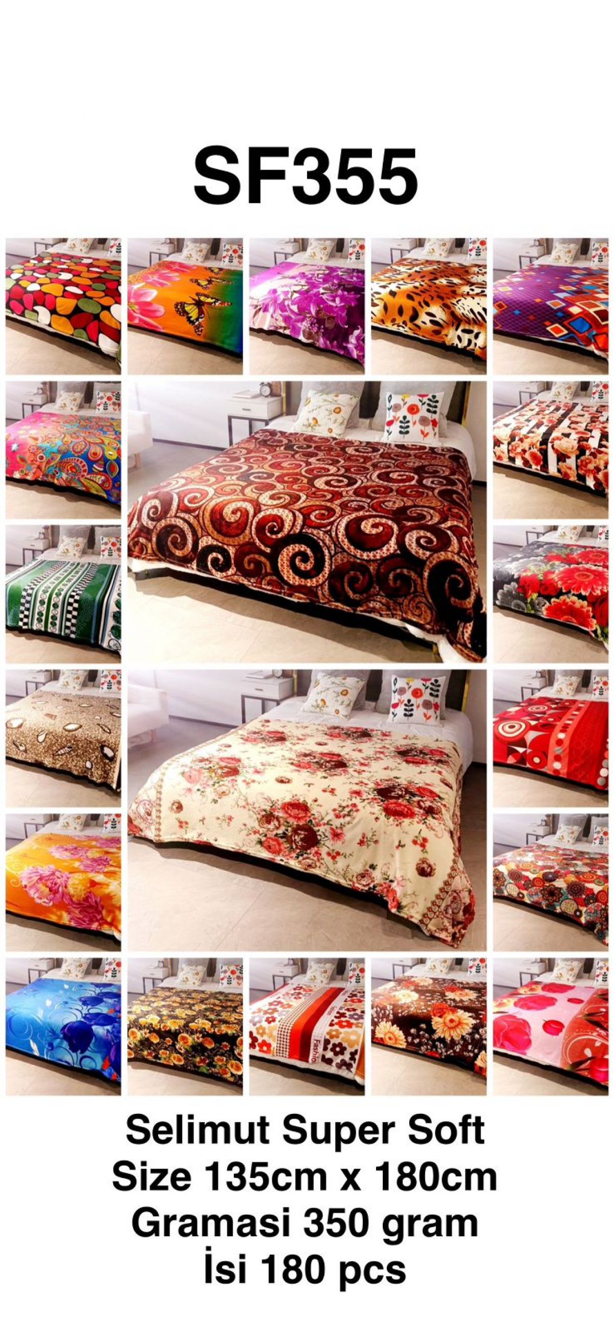 SELIMUT DEWASA SF355 SIZE 135CM * 180CM 350GR ISI 180 PCS