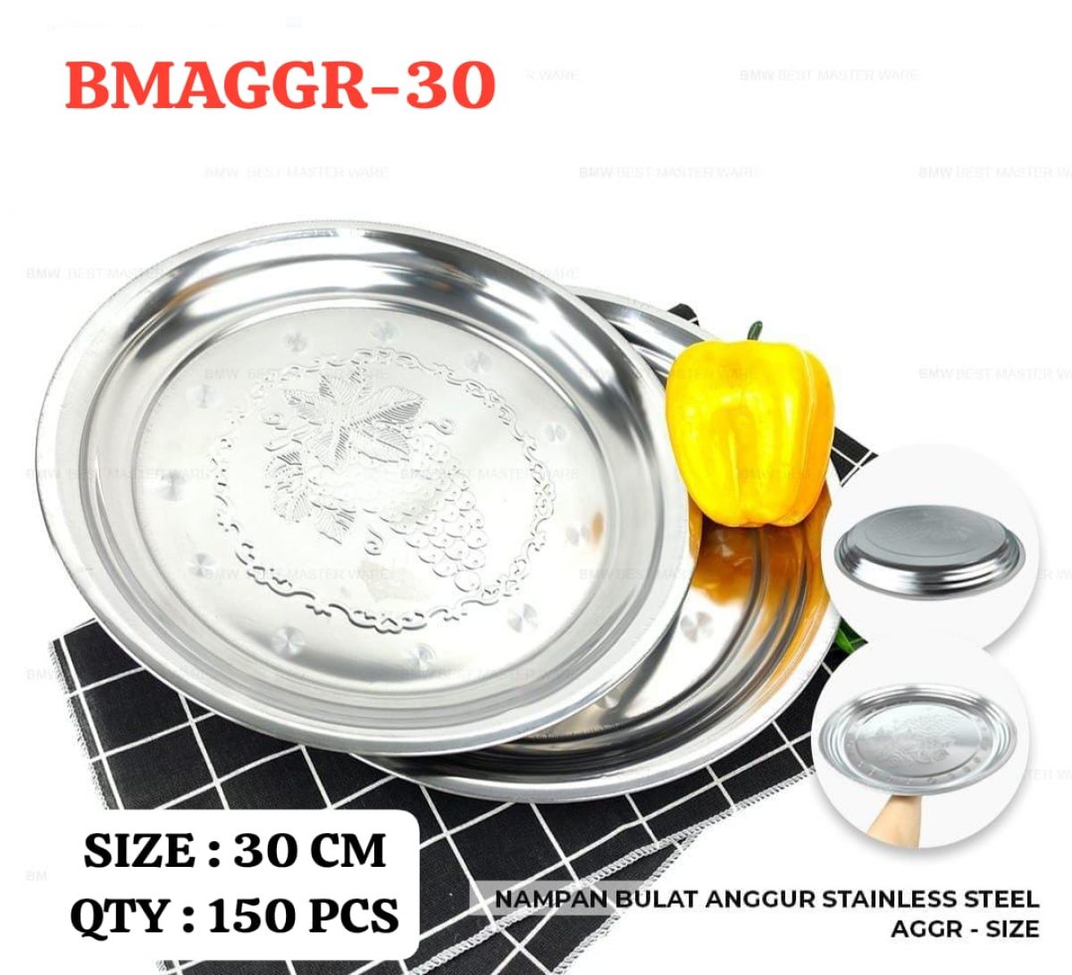 NAMPAN BULAT ANGGUR STAINLESS STEEL BMAGGR-30 SIZE 30CM ISI 150 PCS