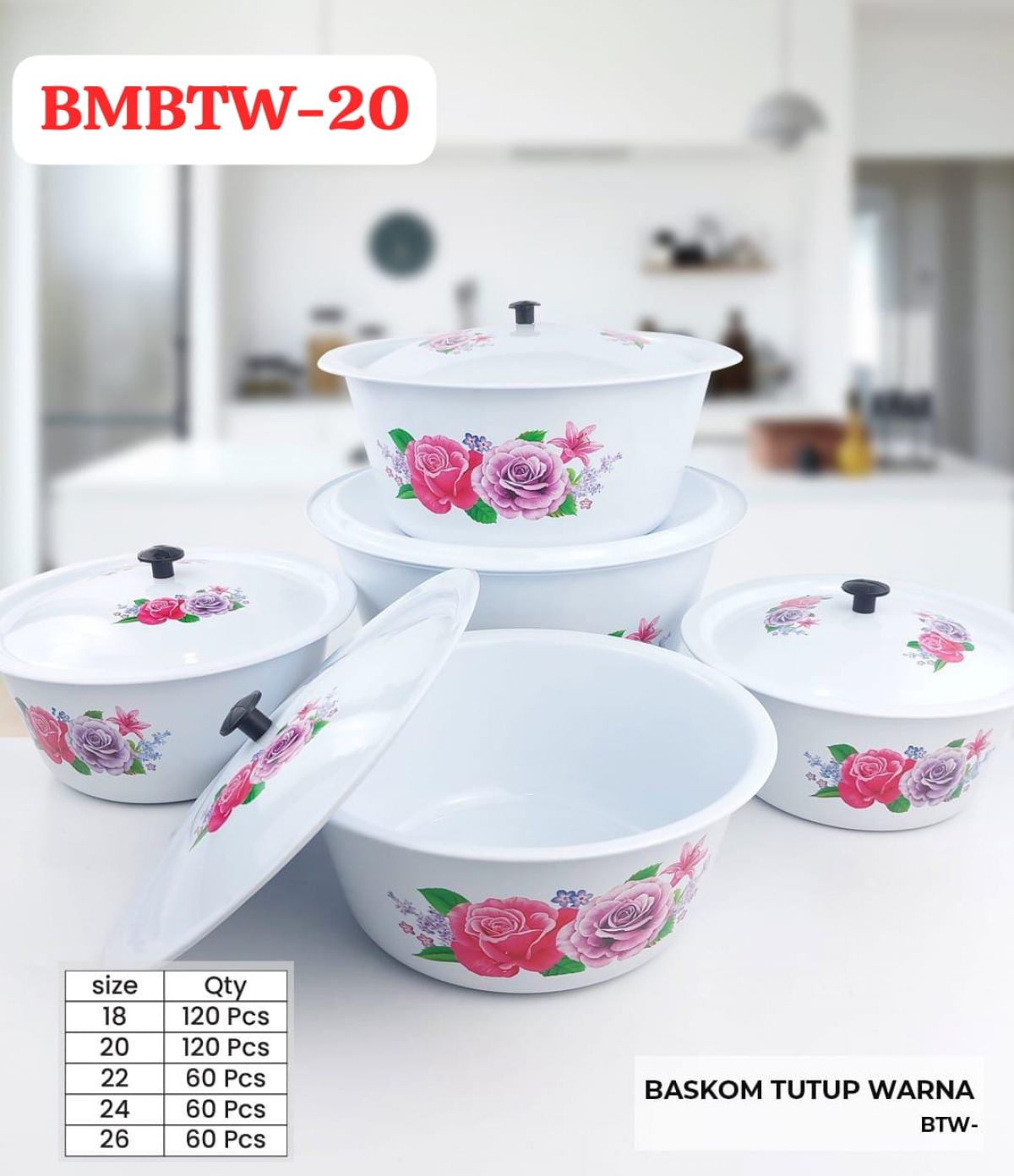 BASKOM TUTUP WARNA BMBTW-20 SIZE 20 CM ISI 10 LUSIN