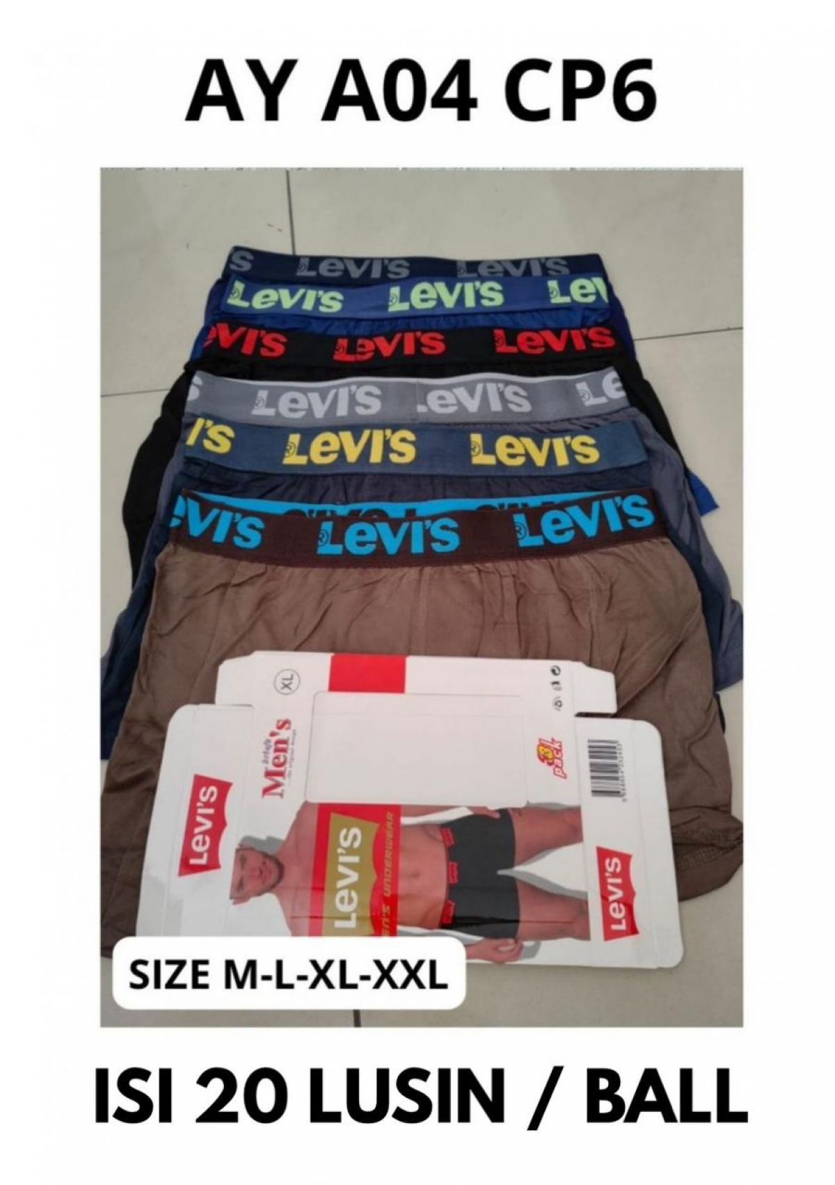 BOXER AY A04 CP6 SIZE M-L-XL-XXL ISI 20 LUSIN