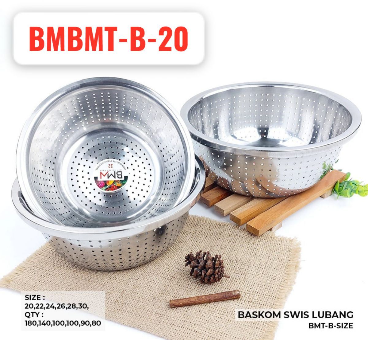 BASKOM SWISS LUBANG 20CM